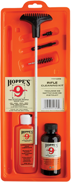 Picture of Hoppe's No. 9 Cleaning Kits, Rifle & Shotgun Cleaning Kit - All Calibers, With 3-Piece Steel Rod, 2 oz. Bottle Cleaning Solvent & 2.25 oz. Lubricating Oil, Clamshell, No Brushes, Universal