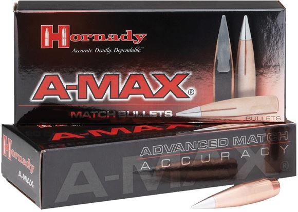 Picture of Hornady Rifle Bullets, A-MAX- 50 Caliber (.510"), 750Gr, A-MAX, 20ct Box