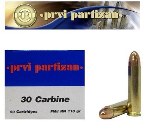 Picture of Prvi Partizan (PPU) Rifle Ammo - 30 Carbine, 110Gr, FMJ RN, 50rds Box