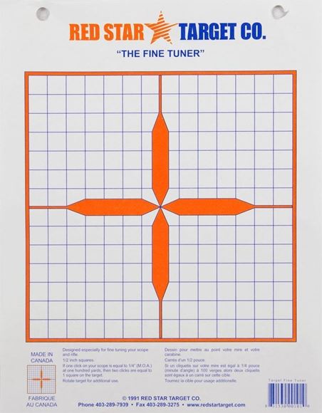 Picture of Red Star Colour Targets - Fine Tuner Target (Extra-Thick Shooting Paper), 8.5"x11" on a 1/2" Grid, 1-Target