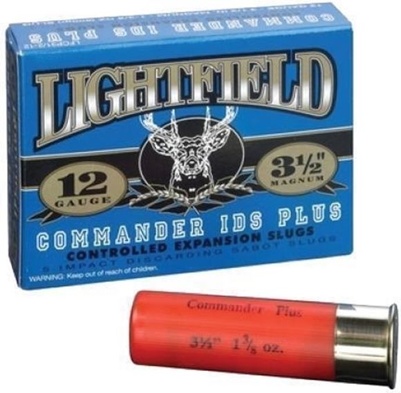 Picture of Lightfield Hunting Loads Shotgun Ammo - Commander IDS Plus Maximum Expansion Slug, 12Ga, 3-1/2", 1.37oz/600gr, Slug, 5rds Box, 1890fps