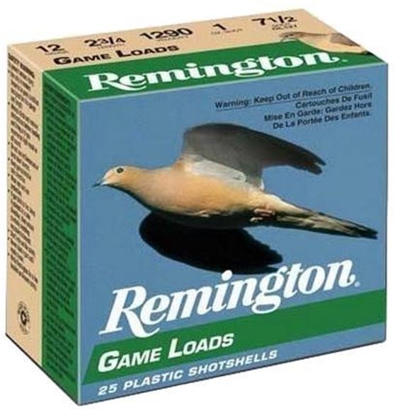 Picture of Remington Game Load Shotgun Ammo - 12Ga, 2-3/4", 3-1/4 DE, 1oz, #7-1/2, 250rds Case, 1290fps
