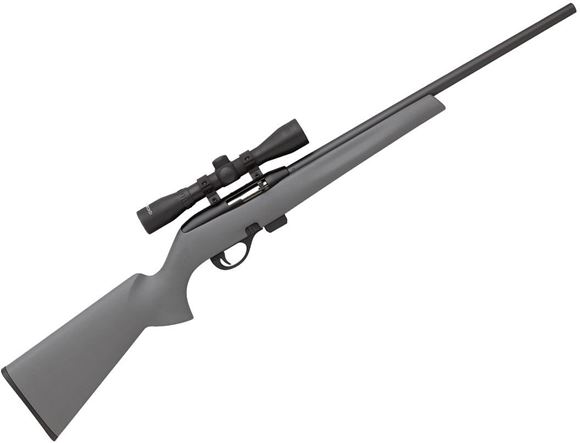 Picture of Remington Model 597 Scoped Rimfire Semi-Auto Rifle - 22 LR, 20", Matte Black, Matte Gray Synthetic Stock, 10rds, Adjustable Rifle Sights, w/3-9x32mm Scope