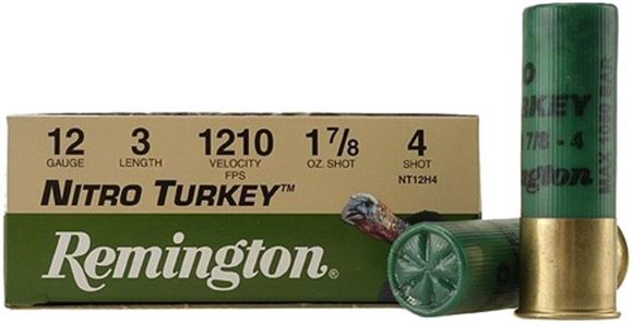 Picture of Remington Nitro Turkey Loads Shotgun Ammo - 12Ga, 3", MAX DE, 1-7/8oz, #4, 10rds Box, 1210fps