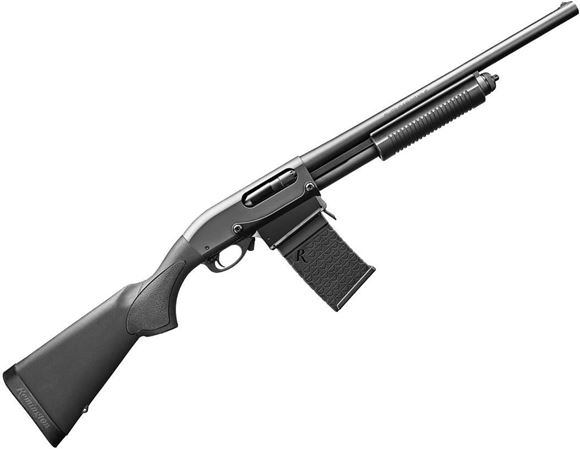 Picture of Remington Model 870 DM Pump Action Shotgun - 12Ga, 3", 18-1/2", Matte Black, Black Synthetic Stock, 6rd Detachable Magazine, Single Bead Sight, Fixed Cylinder