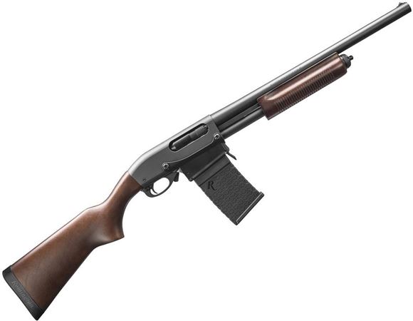 Picture of Remington Model 870 DM Pump Action Shotgun - 12Ga, 3", 18-1/2", Matte Black, Dark Satin Hardwood Stock, 6rd Detachable Magazine, Single Bead Sight, Fixed Cylinder