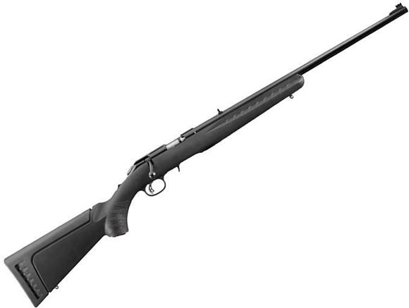Picture of Ruger American Rimfire Standard Bolt Action Rifle - 22 LR, 22", Satin Blued, Alloy Steel, Black Synthetic Stock, 10rds, Fiber Optic Front & Adjustable Rear Sights