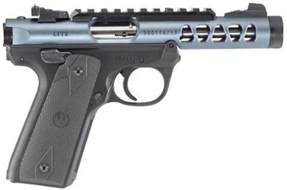 Picture of Ruger Mark IV 22/45 Lite Rimfire Semi-Auto Pistol - 22 LR, 4.4", Diamond Grey Anodized, Polymer Frame, Checkered, 1911-style grip, 10rds, Fixed Front & Adjustable Rear Sights, Optic Rail