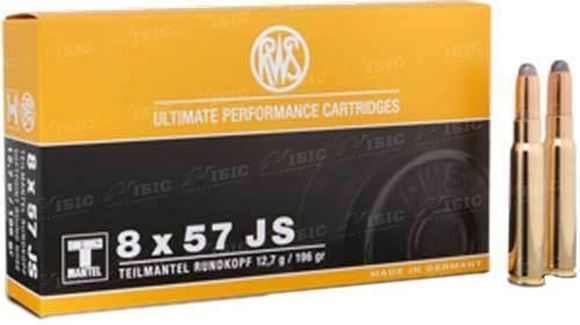 Picture of RWS Rottweil T Mantel Hunting Rifle Ammo - 8x57mm JR, 196Gr, Soft Point, 20rds Box