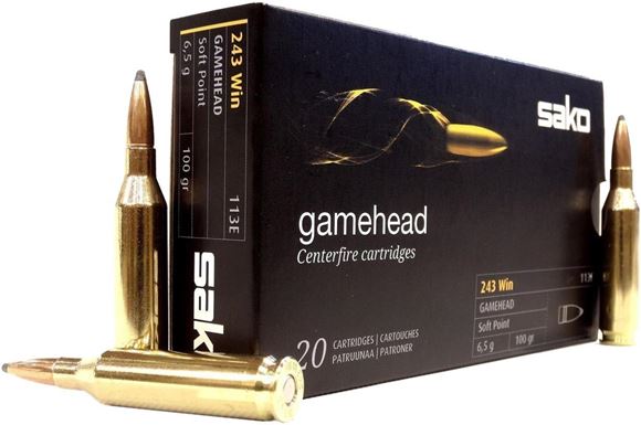 Picture of Sako Rifle Ammo - 243 Win, 100Gr, Gamehead Soft Point (113E), 20rds Box