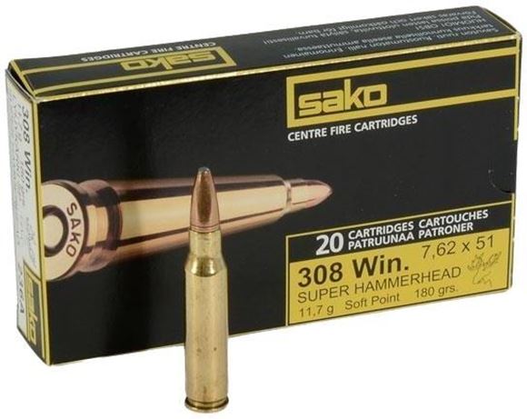 Picture of Sako Rifle Ammo - 308 Win, 180Gr, Super Hammerhead Bonded Soft Point (236A), 20rds Box
