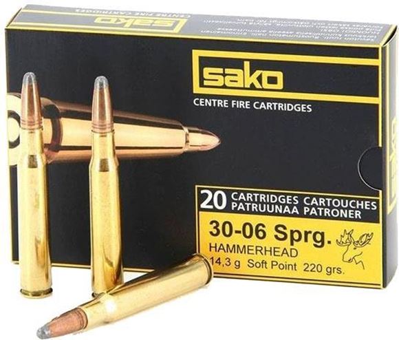 Picture of Sako Rifle Ammo - 30-06 Sprg, 220Gr, Hammerhead Bonded Soft Point (228A), 20rds Box