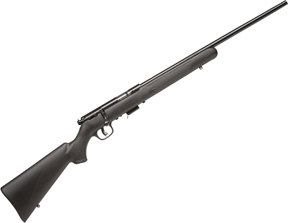 Picture of Savage Arms 17 Series, 93R17F SR Rimfire Bolt Action Rifle - 17 HMR, 21", Matte Black, Threaded, Matte Black Synthetic Stock, 5rds, Twp-Piece Scope Base, AccuTrigger