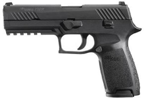 Picture of SIG SAUER P320 Striker Action Semi-Auto Pistol - 9mm, 4.7", Nitron Stainless Steel, Black Polymer Grip Module, 2x10rds, Contrast Sights, Rail