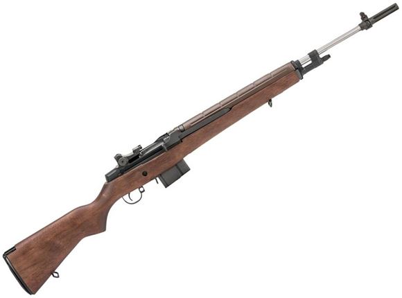 Picture of Springfield Armory M1A National Match Semi-Auto Rifle - 7.62x51mm/308 Win, 22", Stainless Steel, Walnut Stock, Parkerized, National Match .062" Military Blade Front & GI Match Grade Non-Hooded Aperture .0520" Adjustable Rear