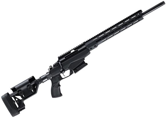 Picture of Tikka T3X Tactical A1, Bolt Action Rifle - 308 Win, 20", Matte Black, Semi-Heavy Contour, Threaded, Modular Chassis With Integral BLK LBL Swiveling Bipod Fore-End, Folding Stock w/Adjustable Cheek Piece, Full Aluminum Bedding, 10rds, Full length Optic Ra
