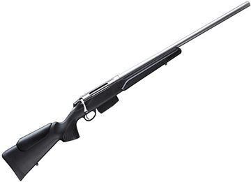 Picture of Tikka T3X Varmint Stainless Bolt Action Rifle - 308WIN, 23.7", Stainless Steel, Varmint Heavy Contour, Adjustable Pistol Grip, Black Modular Synthetic Stock w/Cheek Piece, 5rds, No Sight