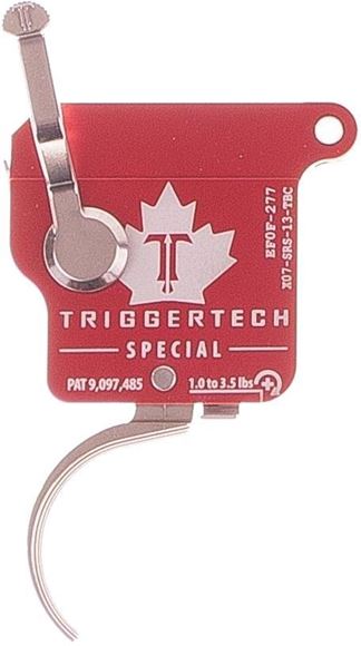 Picture of Trigger Tech, Remington 700 Trigger - Canada Day Special Frictionless Trigger, Curved, Single Stage, 1-3.5 lbs, Stainless Trigger, w/Bolt Release & Safety RH