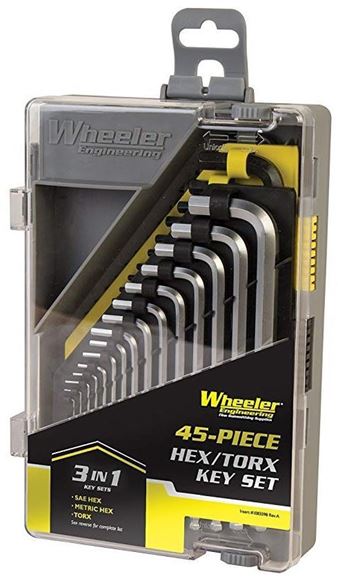 Picture of Wheeler Engineering Gunsmithing Supplies Screwdriver Sets - 45 Piece SAE/Metric Hex & Torx Key Set