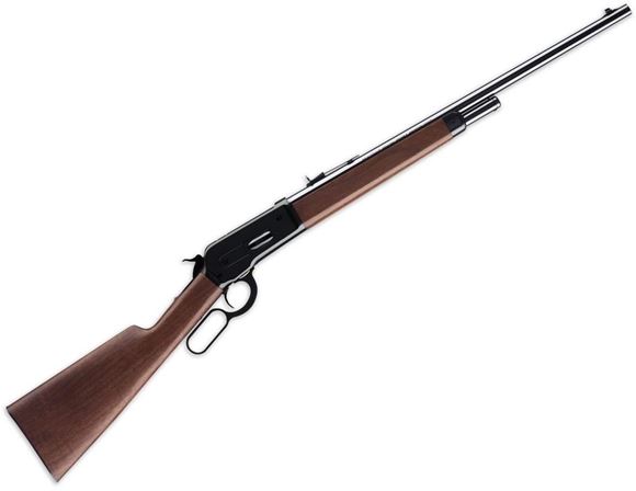 Picture of Winchester Model 1886 Ultra-Light Lever Action Rifle - 45-70 Govt, 22", Brushed Polish, Satin Grade I Black Walnut Stock w/ Straight Grip, 4rds, Marble Arms Gold Front & Adjustable Semi-Buckhorn Rear Sights