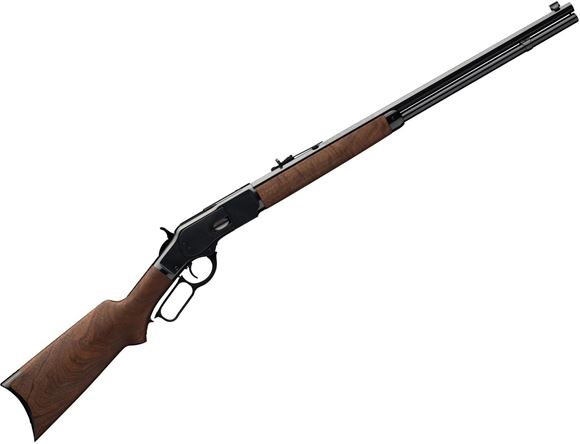 Picture of Winchester Model 1873 Sporter Octagon Pistol Grip Lever Action Rifle - 44-40 Win, 24", Full Octagon Contour, Polished Blued, Steel Receiver, Oil Finished Grade II/III Black Walnut Stock, 14rds, Marble's Gold Bead Front & Semi-Buckhorn Rear Sights