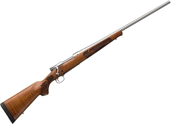 Picture of Winchester Model 70 Featherweight Stainless Dark Maple Bolt Action Rifle - 270 Win, 22", Hammer Forged Free-Floating, Matte Stainless,  Satin finish AAAA Dark Maple, Cut checkering, Schnabel forearm,  4rds