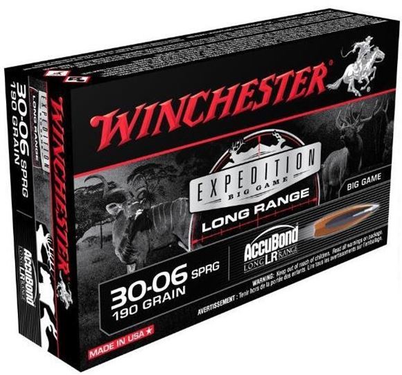 Picture of Winchester Rifle Ammunition, Expedition Big Game, Long Range, 30-06 Sprg, 190 Grain Accubond, 20 Rds Box