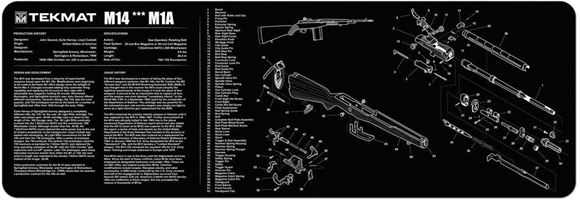 Picture of Tekmat M14/M1A Gunsmith's Bench Mat - Black Neoprene, with Exploded Parts View