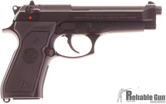Picture of Used Beretta 92 FS DA/SA Semi-Auto Pistol - 9mm, 125mm (4.9"),  Matte Black Anodized Alloy Frame, Black Plastic Grips, 2x10rds, 3-Dot Sights, Original Box, Excellent Condition