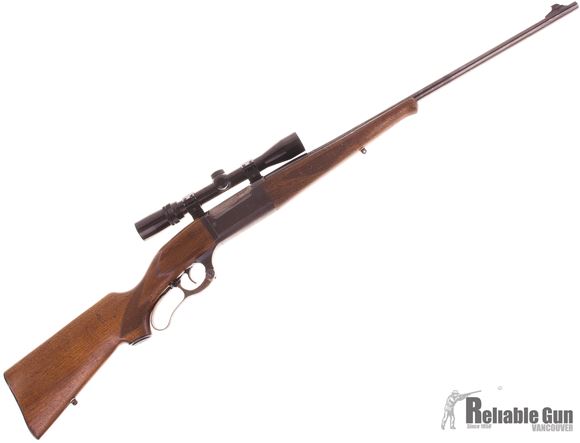 Picture of Used Savage Model 99 Lever Action Rifle, 300 Savage, 24'' Barrel, Wood Stock, Round Counter on Receiver, Bushnell 3-9 Sharpshooter Scope, Stock cracked, Good Condition
