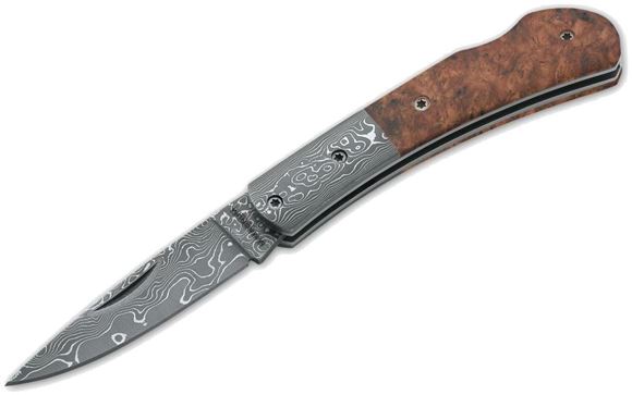 Picture of Boker Magnum Folding Blade Knives - Magnum Damascus Quincewood Folding Blade Knife, 2.5", 37 Layer Damascus Steel, Back Lock, Quincewood Handles, 2 oz