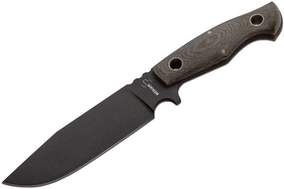 Picture of Boker Plus Fixed Blade Knives - Rold Black Fixed Blade Knife, 6.2", Coated D2 Steel, Green Micarta Handle, Kydex Sheath, 10.3 oz