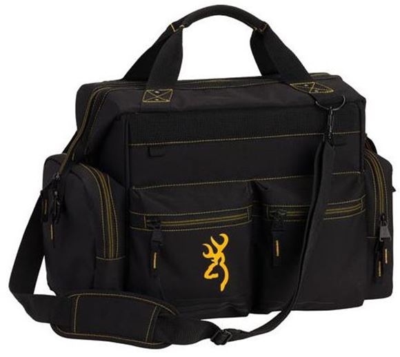 Picture of Browning Shooting Accessories, Bags & Pouches - Black & Gold Series Range Bag, Heavy Duty Zipper, Ripstop Fabric, 5 Zippered Accessory Pockets, Lockable Main Compartment