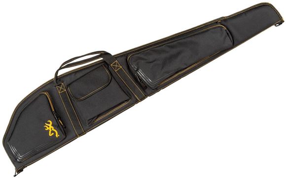 Picture of Browning Gun Cases, Flexible Gun Cases - Black and Gold Rifle Case, Water Resistant Ripstop Fabric, Double Main Zipper, Foam Padding, Zippered Front Pockets, Padded Shoulder Strap, 50" x 2" x 10"