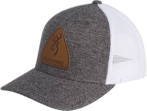Picture of Browning Hats - White & Grey Mesh, Brown Leather Logo, Snap Back