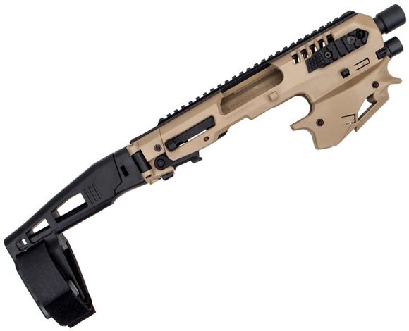 Picture of CAA - MCK Micro Conversion Kit (NFA) - Composite Chassis for Glock 17,19,19x,22,23,31,32,G45, Ambidextrous, Integral Charging Handle, Top & Side Rails, Folding Buttstock, Tan/FDE