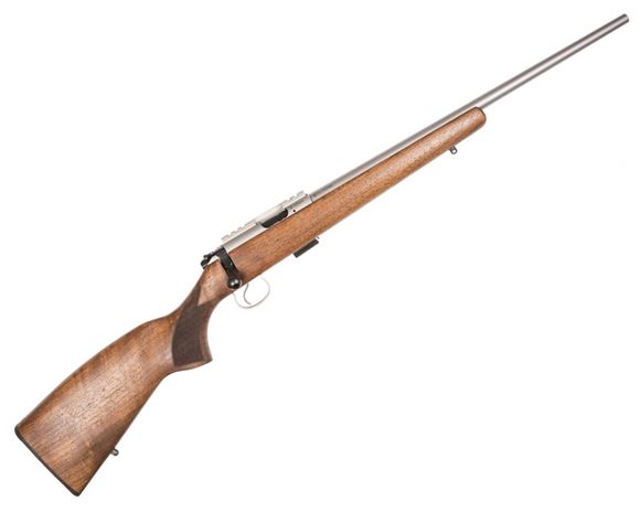 Picture of CZ 455 LUX SS Rimfire Bolt Action Rifle - 22 LR, 20-1/2", Hammer Forged, Stainless Steel, Walnut Stock, 10rds, Picatinny Rail, Adjustable Trigger