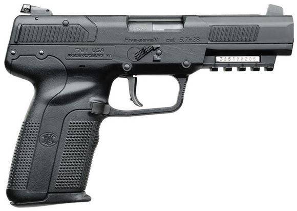 Picture of FN Herstal (FNH) Five-seveN Semi Auto Pistol - 5.7x28mm, 5", Matte Black, Black Polymer Frame, 3x10rds, Adjustable Sights