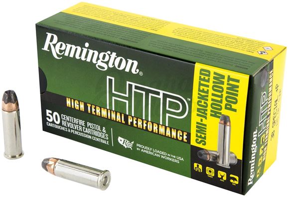 Picture of Remington HTP, High Terminal Performance Pistol/Revolver Handgun Ammo - 38 Special +P, 125Gr, Semi-Jacketed Hollow Point, 500rds Case, 945fps