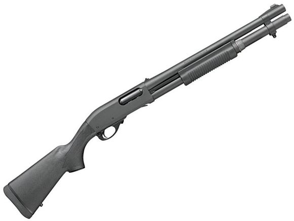 Picture of Remington 870 Police Pump Action Shotgun - 12Ga, 3", 18", Parkerized, Synthetic Stock & Fore-End, 6rds, Fixed Mod Choke, XS Rifle Sights