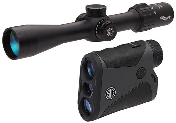 Picture of Sig Sauer Riflescopes & Rangefinder Combo- SIERRA 3 BDX, 3.5-10x42mm, 0.25 MOA, Illuminated BDX-R1 Digital Reticle, Level Plex System, Black, 30mm - KILO 1400 BDX 6x20mm, 6.78 Degrees FOV, Bluetooth 4.0 Scope Sync, OLED Display, Circle Reticle, Black