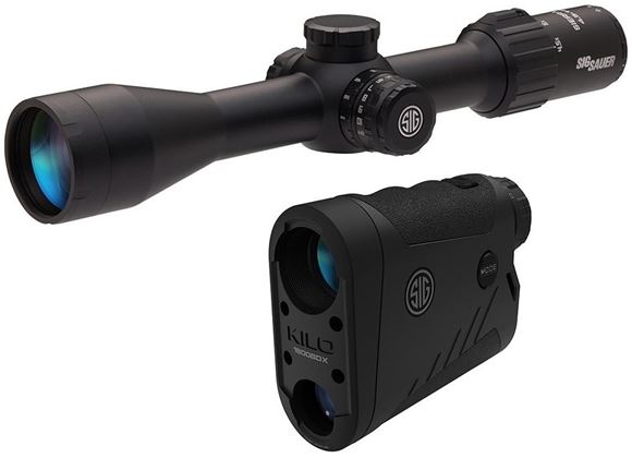 Picture of Sig Sauer Riflescopes & Rangefinder Combo- SIERRA 3 BDX, 4.5-14x44mm, 0.25 MOA, Illuminated BDX-R1 Digital Reticle, Level Plex System, Black, 30mm - KILO 1800 BDX 6x22mm, 6 Degrees FOV, Bluetooth 4.0 Scope Sync, OLED Display, Circle Reticle, Black
