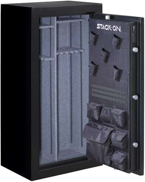 Picture of Stack-On Secure Storage, Elite Safes - 30 Gun Safe with Electronic Lock and Door Storage, Black Matte Paint Finish with Chrome Accents, 30 minutes up to 1400F, 29.25 x 20.25 x 593