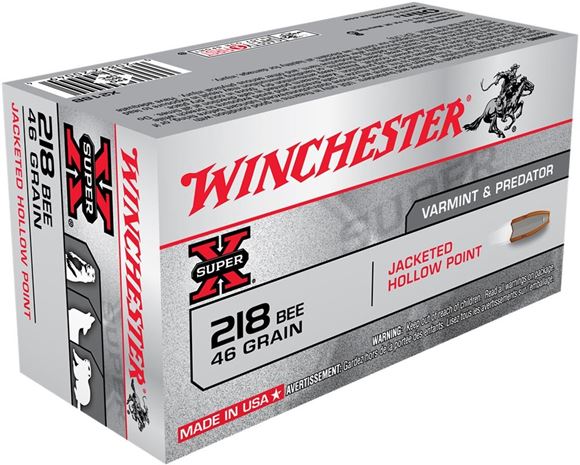 Picture of Winchester Super-X JHP Rifle Ammo - 218 Bee, JHP, 46 Grains, 2760 fps, 50rd Box