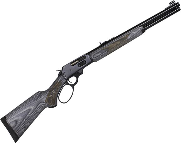 Picture of Marlin Model 1895ABL Big Bore Lever Action Rifle - 45-70 Govt, 18.5", Blued, Black/Gray Laminated Stock, 6rds, Ramp Front Sight w/Brass Bead & Wide-Scan Hood & Adjustable Semi-Buckhorn Folding Rear Sights, Big-Loop Finger Lever