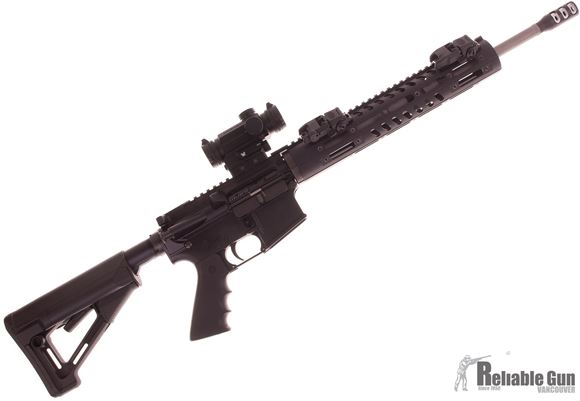 Picture of Used DPMS AR 15 Semi Auto Rifle, 223/5.56, 16'' Barrel w/Muzzle Brake, Magpul STR Stock, Magpul 45 Deg Flip Up Sights, Vortex Spitfire AR Red Dot, 1 Magazine, Excellent Condition