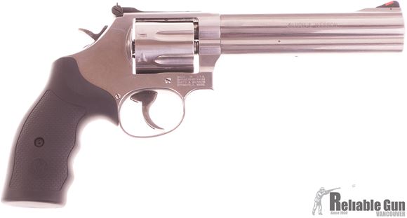 Picture of Used Smith & Wesson 686-6 Double Action Revolver, 6" Stainless Barrel, 7 Shot . Original Case, Excellent Condition