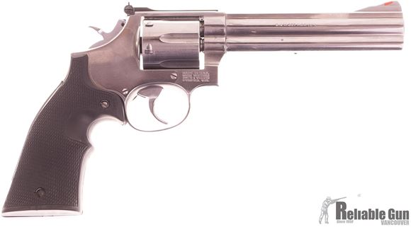 Picture of Used Smith & Wesson 686-3 Stainless, 357 Magnum Revolver, 6'' Barrel, 6 Shot, Adjustable Rear Sight, Black Rubber Grip, Good Condition