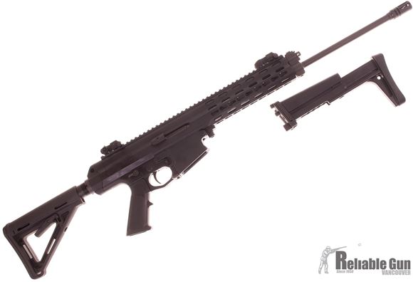Picture of Used Robinson Armament XCR-L Semi-Auto 223 Rem, 18.6" Barrel, With Flip Up Sights, NEA Stock Adapter & Magpul MOE Stock, Plus Original Folding Stock, 2 Mags, Case, Good Condition