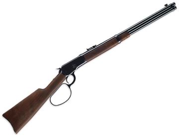 Picture of Winchester Model 1892 Large Loop Lever Action Carbine - 357 Mag, 20", Brushed Polish, Satin Grade I Black Walnut Stock w/Barrel Band, 10rds, Marble's Front & Adjustable Semi-Buckhorn Rear Sights